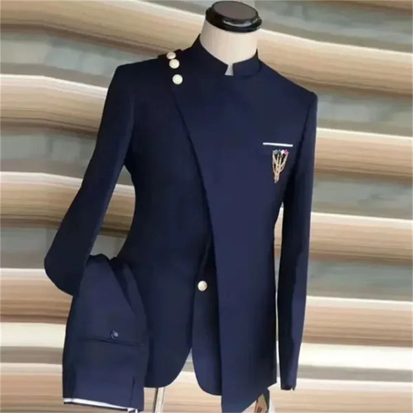 Elegant Men's Single Breasted Blazer Suit Set for Formal Occasions and Parties